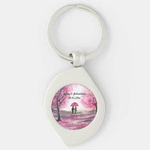 Rustic wedding love couple cherry blossoms tree key ring