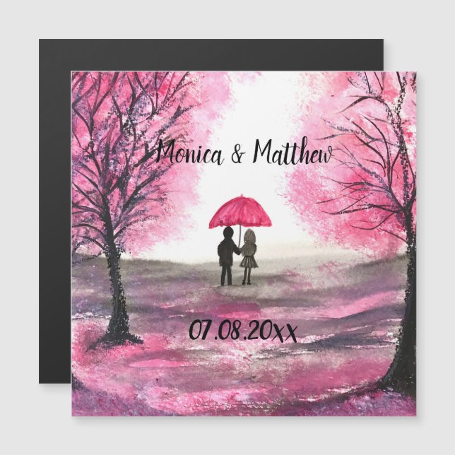Rustic wedding love couple cherry blossoms tree ma (Front/Back)