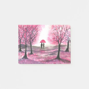 Rustic wedding love couple cherry blossoms tree post-it notes