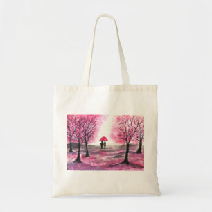 Rustic wedding love couple cherry blossoms tree tote bag