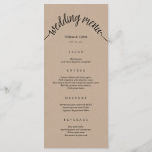 Rustic Wedding Menu Brown Kraft Card