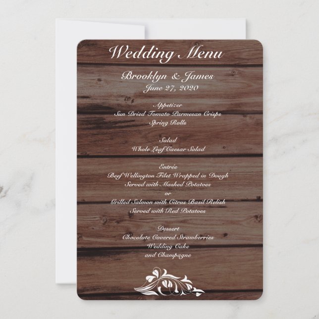 Rustic Wedding Menu Custom Invitations (Front)