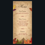 Rustic Wedding Menu Rack Card | Fall Theme<br><div class="desc">A rustic wedding menu rack card that you can personalise for your guest tables! These fall theme custom menu cards are designed with elegant hand painted autumn leaves overlaying an old parchment textured background to complement your fall themed wedding day perfectly... If you're looking for fall wedding ideas, here's a...</div>