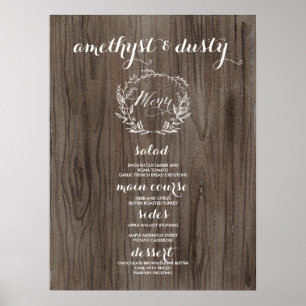 Rustic Wedding Menu Sign - Wooden Look