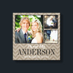 Rustic Wedding Monogram Photo Collage Canvas Print<br><div class="desc">Add three of your favourite wedding photos to create a beautiful unique photo collage canvas art print. Personalise the design with your family name monogram and wedding date or other custom text. Click Customise It to move photos or change text fonts and colours to create a unique one of a...</div>