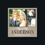 Rustic Wedding Monogram Photo Collage Canvas Print<br><div class="desc">Add three of your favourite wedding photos to create a beautiful unique photo collage canvas art print. Personalise the design with your family name monogram and wedding date or other custom text. Click Customise It to move photos or change text fonts and colours to create a unique one of a...</div>