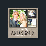 Rustic Wedding Monogram Photo Collage Canvas Print<br><div class="desc">Add three of your favourite wedding photos to create a beautiful unique photo collage canvas art print. Personalise the design with your family name monogram and wedding date or other custom text. Click Customise It to move photos or change text fonts and colours to create a unique one of a...</div>