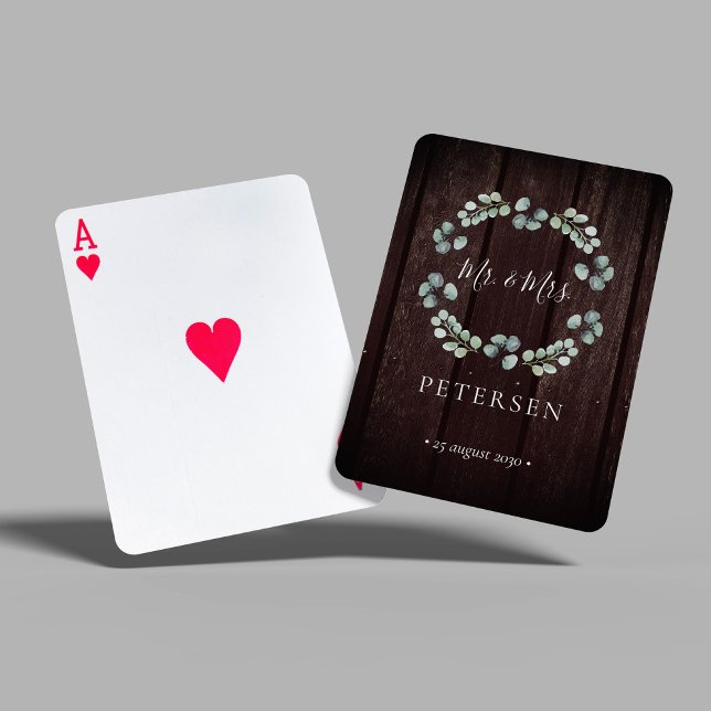Rustic wedding Mr and Mrs name personalised  Playing Cards (Creator Uploaded)