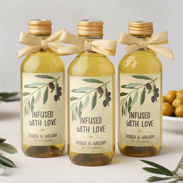 Rustic Wedding Olive Oil Infused with Love Foliage Wine Label (Creator Uploaded)