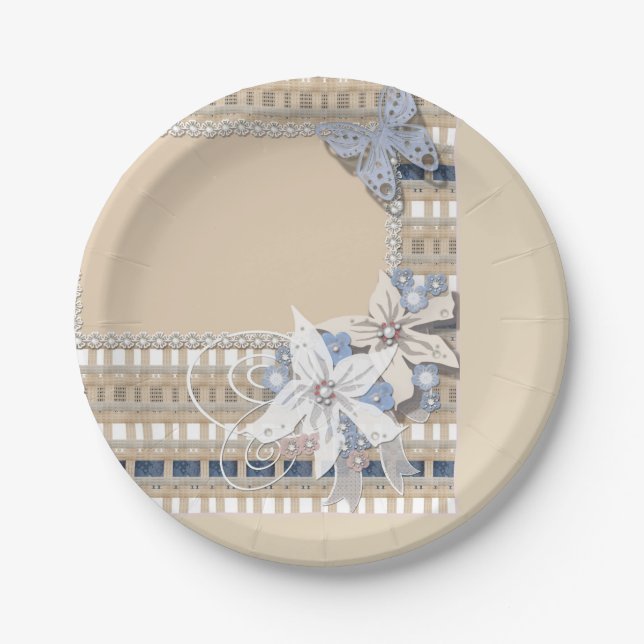Rustic  , wedding paper plate (Front)