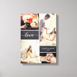 Rustic Wedding Photo Collage Love script Canvas Print<br><div class="desc">Customise this photo wrapped canvas with up to four of your favourite wedding shots from the best day ever. The chalkboard background blocks adds a rustic feel and the love script with it's modern handwritten style is elegant and classic. Personalise with your names and special wedding date. A perfect keepsake....</div>