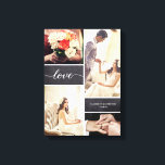 Rustic Wedding Photo Collage Love script Canvas Print<br><div class="desc">Customise this photo wrapped canvas with up to four of your favourite wedding shots from the best day ever. The chalkboard background blocks adds a rustic feel and the love script with it's modern handwritten style is elegant and classic. Personalise with your names and special wedding date. A perfect keepsake....</div>