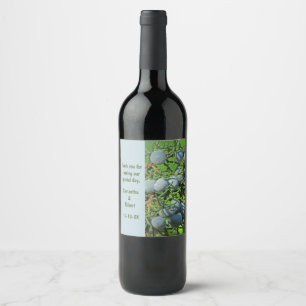 Rustic Wedding Pine Branch Berries Thank You Wine Label