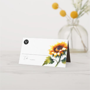 Rustic Wedding Place Card, Escort Card, Sunflower Place Card