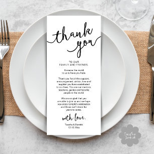 Rustic Wedding Place Setting Dinner Thank you Card