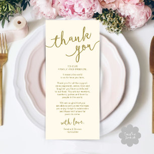 Rustic Wedding Place Setting Dinner Thank you Card
