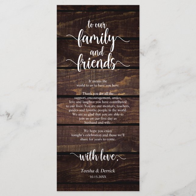 Rustic Wedding Place Setting Thank You Card (Front)