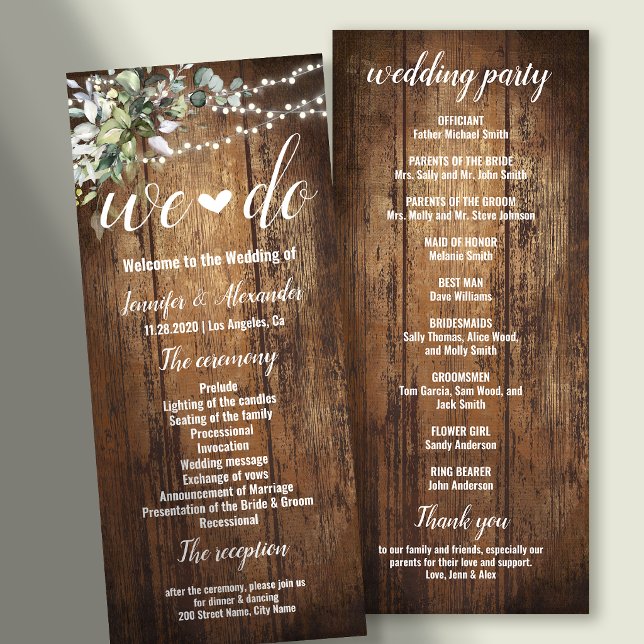 Rustic Wedding Program Greenery Eucalyptus Programme (Creator Uploaded)
