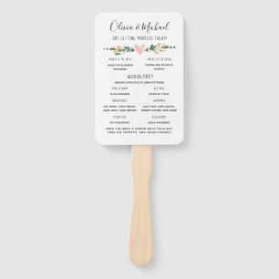 Rustic Wedding Program Order of Events Hand Fan