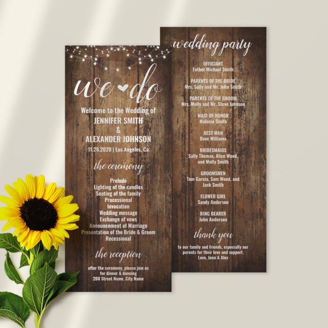 Rustic Wedding Program Programme (Creator Uploaded)