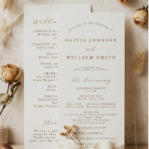 Rustic Wedding Program, Simple Order Of Events