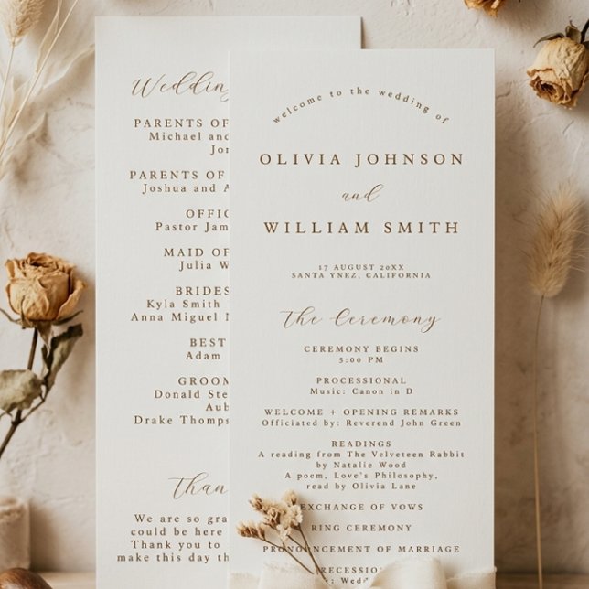 Rustic Wedding Program, Simple Order Of Events Programme (Creator Uploaded)