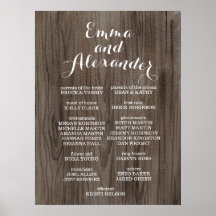 Rustic Wedding Program Wedding Party Sign