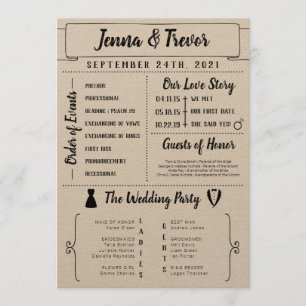 Rustic Wedding Program With Icons Programme