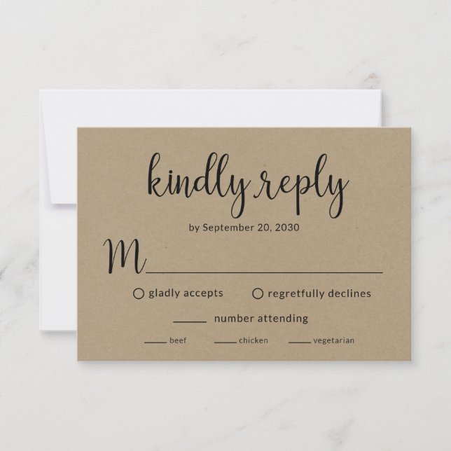 Rustic Wedding Reception  RSVP Card (Front)