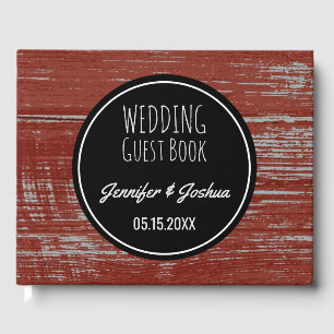 Rustic Wedding Red Barn Wood Guest Book