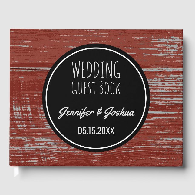 Rustic Wedding | Red Barn Wood Guest Book (Front)