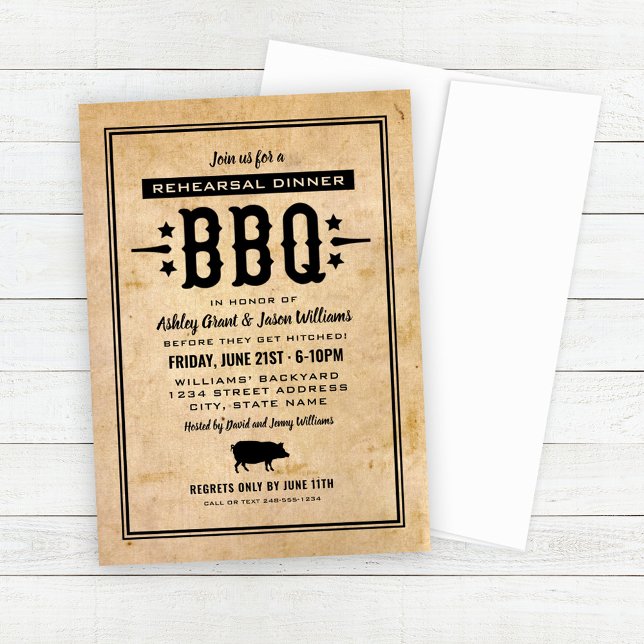 Rustic Wedding Rehearsal Dinner BBQ Invitation (Creator Uploaded)