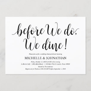 Rustic Wedding Rehearsal Dinner, Black and White Invitation