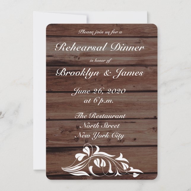Rustic Wedding Rehearsal Dinner Invitations (Front)