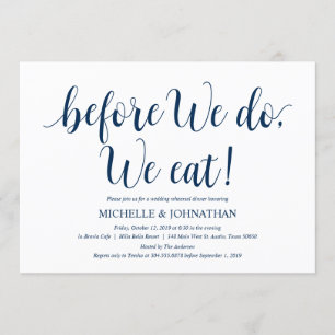 Rustic Wedding Rehearsal Dinner, Navy Blue Invitation