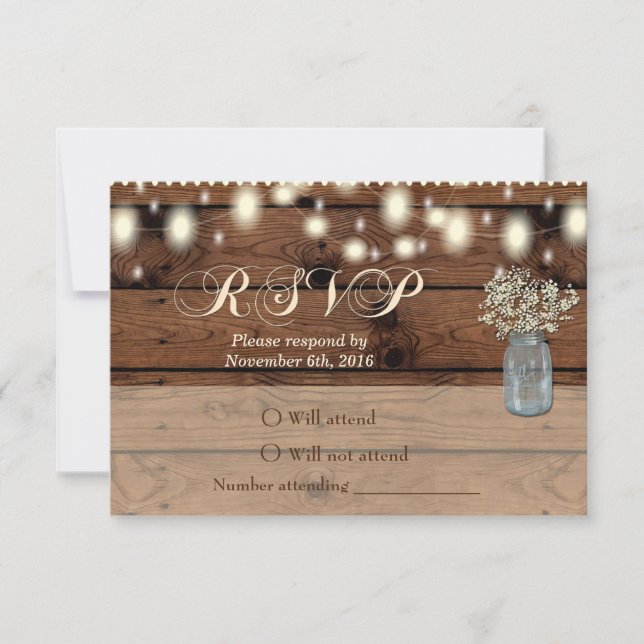 Rustic Wedding RSVP card, RSVP Card, Rustic (Front)