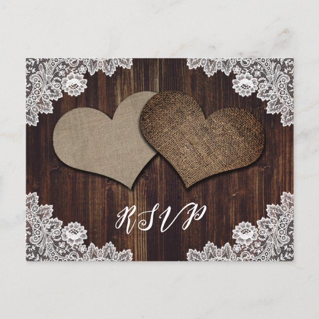 Rustic Wedding RSVP Postcard Meal Choice (Front)