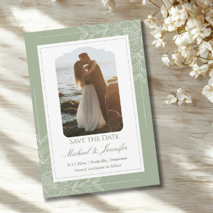 Rustic Wedding Sage Green and White Modern Invitation