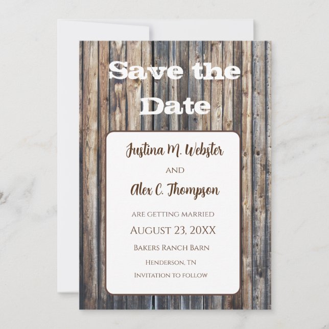 Rustic Wedding  Save The Date (Front)