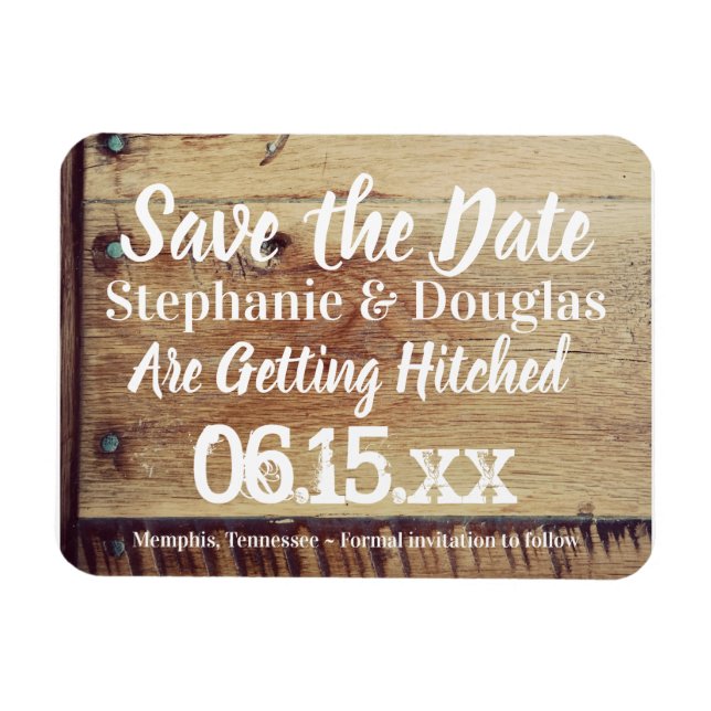 Rustic Wedding Save the Date Flexible Photo Magnet (Horizontal)