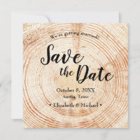 Rustic Wedding Save the date photo Invitation Wood