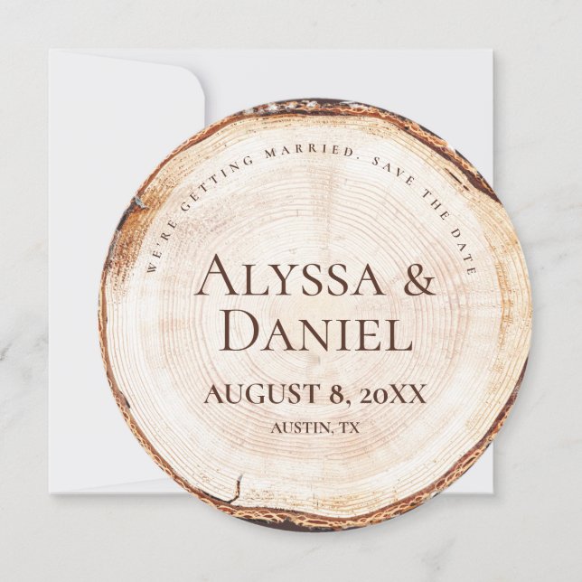 Rustic Wedding Save the date photo Wood Grain Invitation (Front)