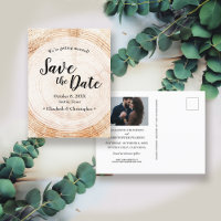 Rustic Wedding Save the date photo Wood Grain