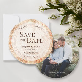 Rustic Wedding Save the date photo Wood Tree Bark Invitation