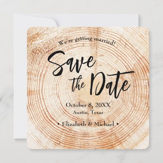 Rustic Wedding Save the date with QR code website  Invitation (Front)