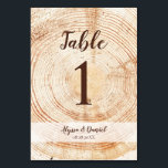 Rustic wedding Script Wood Grain Custom Table Number<br><div class="desc">Add a touch of rustic charm to your wedding reception with our Rustic Wedding Wood Grain Background Custom Table Numbers. These table cards are designed to perfectly complement our rustic wedding wood-cut slice collection suite, creating a cohesive and beautiful aesthetic for your special day. Script, modern typography. Each table card...</div>