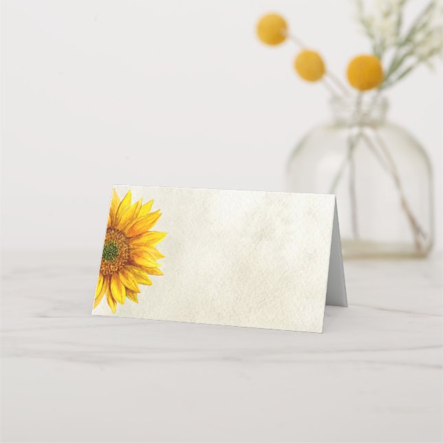Rustic wedding seating card. Sunflower country Place Card (Front)