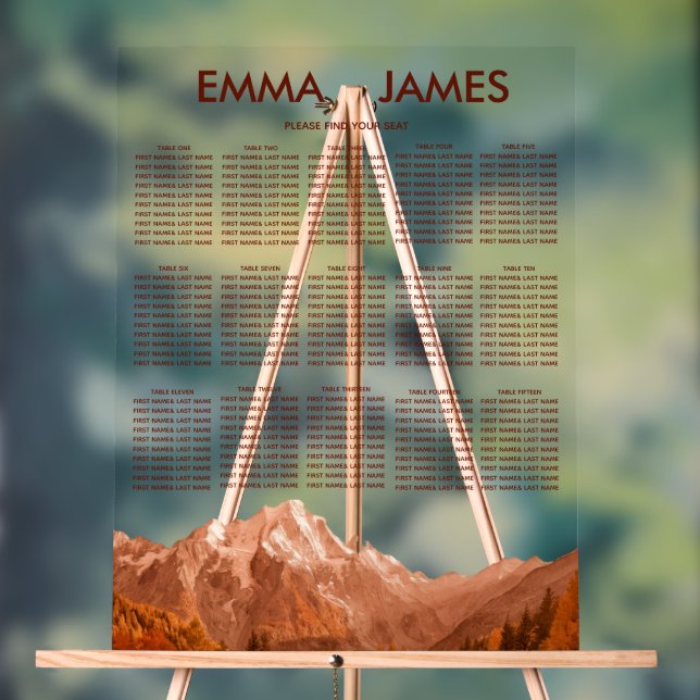 Rustic wedding seating chart Acrylic Sign (Neutral)
