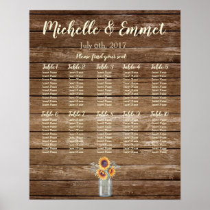 Rustic Wedding Seating Chart, Rustic, Sunflower Poster