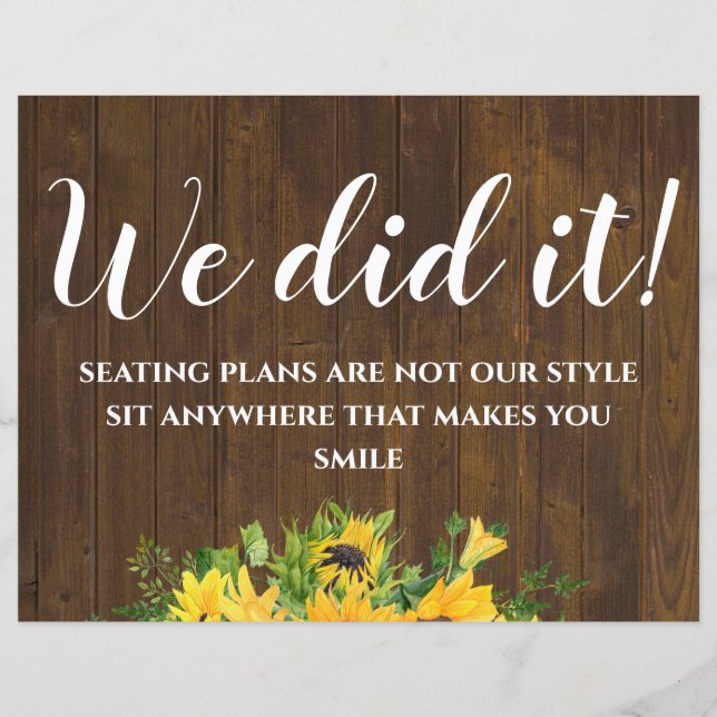 Rustic Wedding Seating Sign Small Wood Budget (Front)